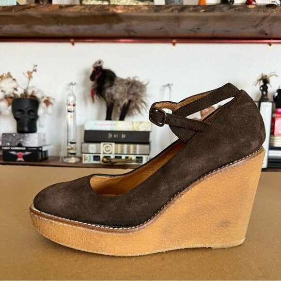 Castaner Wedge Rubber Suede Maryjane Platform Heels - Picture 1 of 9